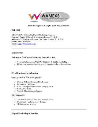 Web Development & Digital Marketing in London