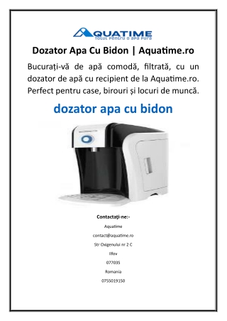 Dozator Apa Cu Bidon  Aquatime.ro