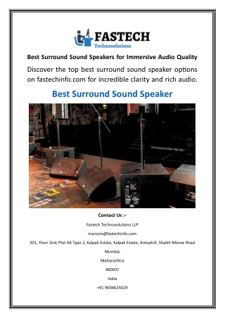 Best Surround Sound Speakers for Immersive Audio Quality