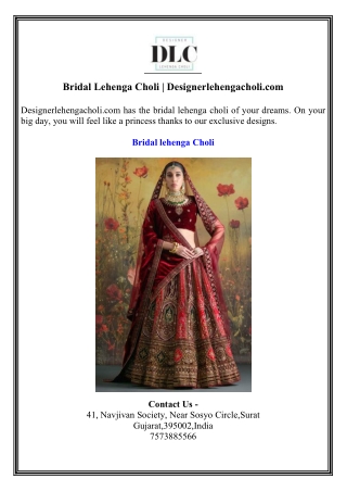 Bridal Lehenga Choli  Designerlehengacholi.com