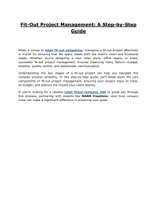 Fit-Out Project Management: A Step-by-Step Guide to Success