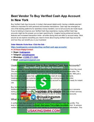 Best Vendor To Buy Verified Cash App Account In New York