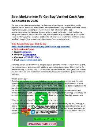 Best Marketplace To Get Buy Verified Cash App Accounts In 2025