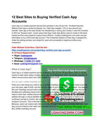12 Best Sites to Buying Verified Cash App Accounts
