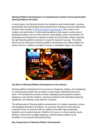 igaming platform development a comprehensive