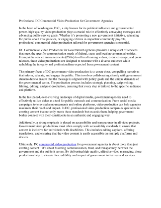 Professional DC Commercial Video Production for Government Agencies