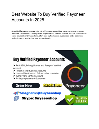 Best Website To Buy Verified Payoneer Accounts In 2025