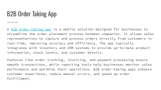 Streamline Sales with B2B Order Taking App
