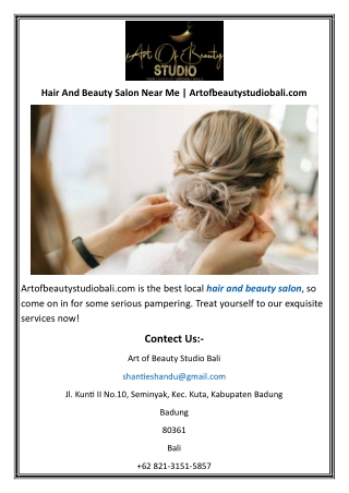 Hair And Beauty Salon Near Me  Artofbeautystudiobali