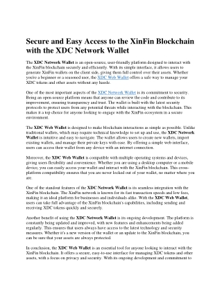 Secure and Easy Access to the XinFin Blockchain with the XDC Network Wallet