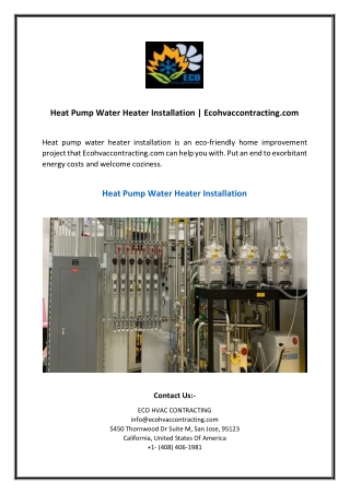 Heat Pump Water Heater Installation | Ecohvaccontracting.com