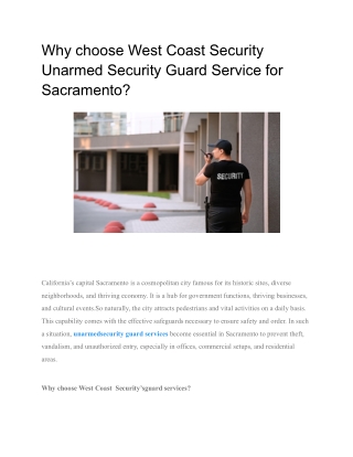 Why choose West Coast Security Unarmed Security Guard Service for Sacramento