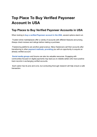 Quick and Trusted Way to Get Buying Verified Payoneer Account