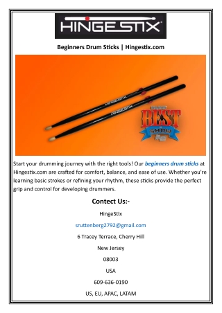 Beginners Drum Sticks  Hingestix