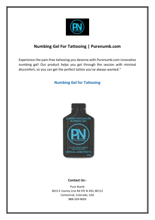 Numbing Gel For Tattooing | Purenumb.com