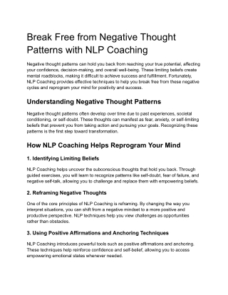 break free from negative thought patterns with