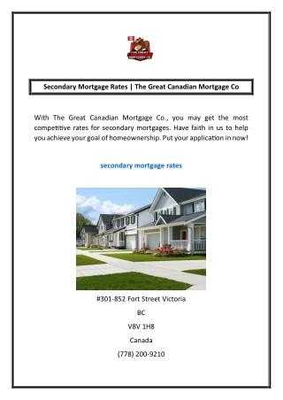 secondary mortgage rates the great canadian