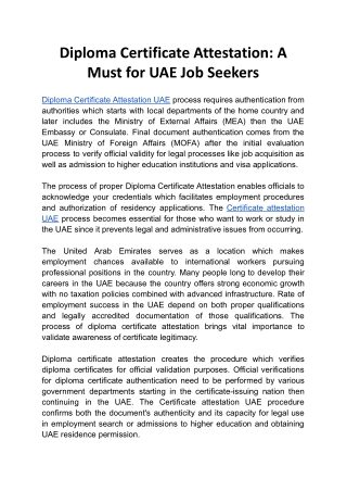 Diploma Certificate Attestation_ A Must for UAE Job Seekers.docx