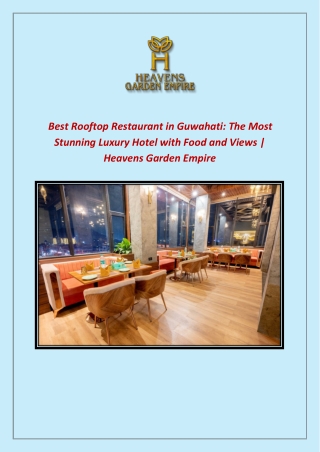 Checkout Best Multicuisine Restaurants in Guwahati: Try Rooftop Dining