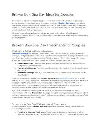 Broken Bow Spa Day Ideas for Couples