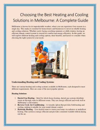 choosing the best heating and cooling solutions