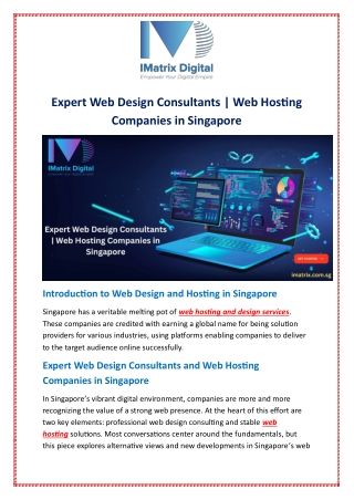 Expert Web Design Consultants | Web Hosting Companies in Singapore