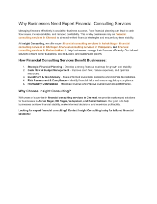 why businesses need expert financial consulting