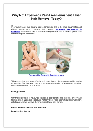 Why Not Experience Pain-Free Permanent Laser Hair Removal Today