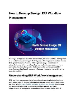 how to develop stronger erp workflow management
