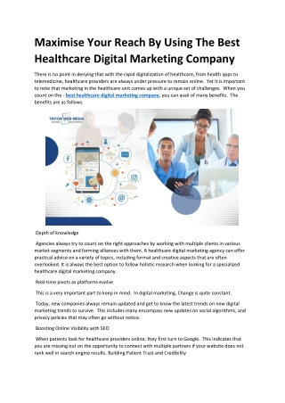 Maximise Your Reach By Using The Best Healthcare Digital Marketing Company