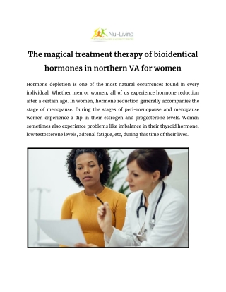 The magical treatment therapy of bioidentical hormones in northern VA for women