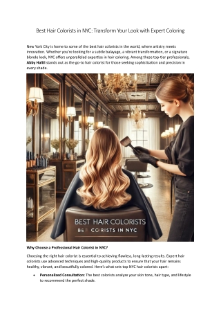Best Hair Colorists in NYC - Transform Your Look with Expert Coloring