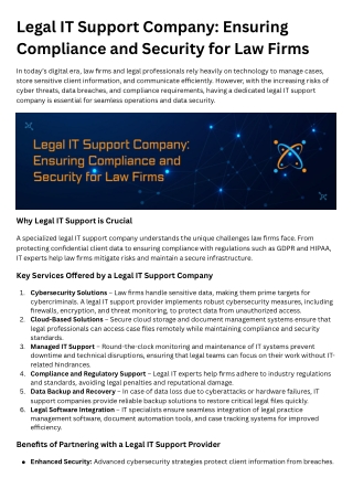 Legal IT Support Company Ensuring Compliance and Security for Law Firms