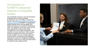 Elevate Your Hospitality Skills - Exploring the Advanced Diploma at SCHMTT
