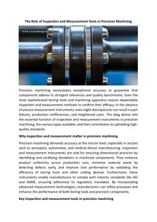 The Role of Inspection and Measurement Tools in Precision Machining
