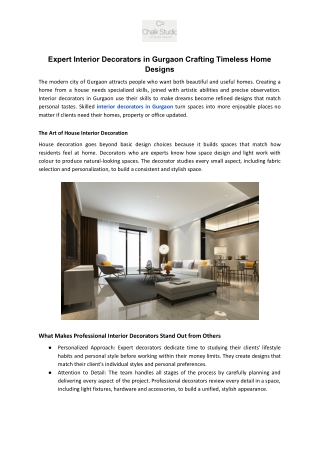 Expert Interior Decorators in Gurgaon | Chalk Studio