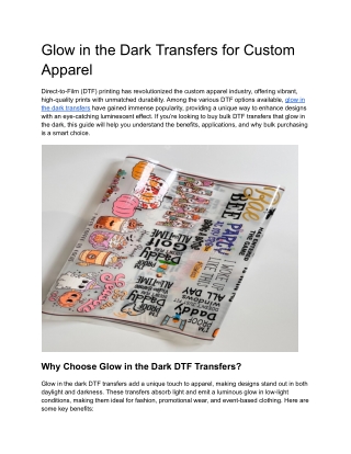 Glow in the Dark Transfers for Custom Apparel