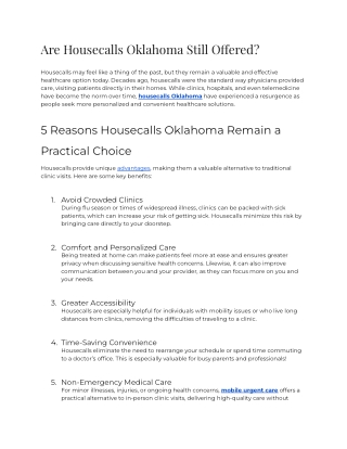 Are Housecalls Oklahoma Still Offered