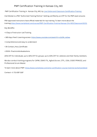 PMP Certification Course  in  Kansas City, MO