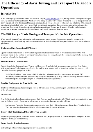the efficiency of javis towing and transport