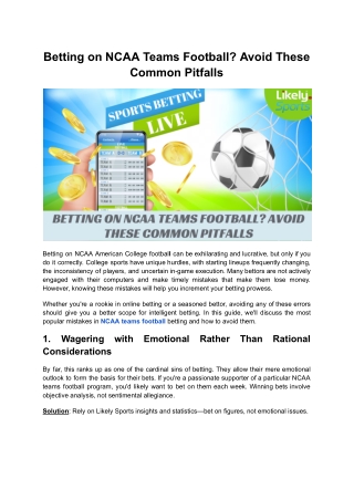 Betting on NCAA Teams Football? Avoid These Common Pitfalls