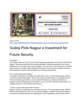 Godrej Plots Nagpur a Investment for Future Security