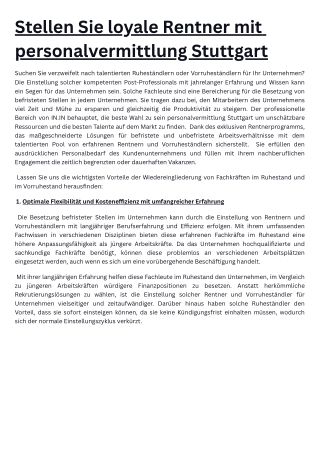 stellen sie loyale rentner