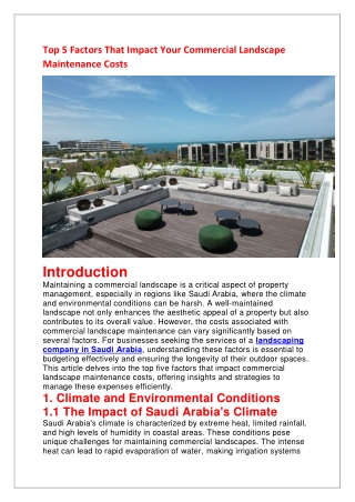 Top 5 Factors That Impact Your Commercial Landscape Maintenance Costs