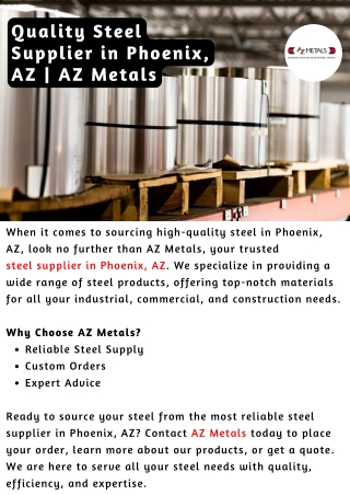 Quality Steel Supplier in Phoenix, AZ | AZ Metals
