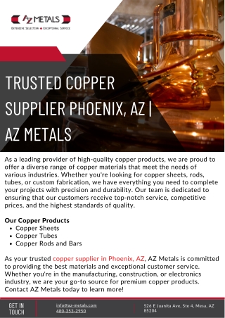 Trusted Copper Supplier Phoenix, AZ | AZ Metals