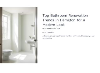 Top Bathroom Renovation Trends in Hamilton for a Modern Look