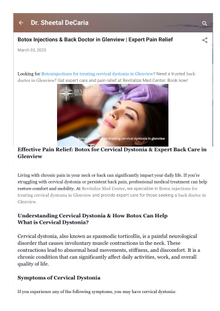 Botox Injections & Back Doctor in Glenview | Expert Pain Relief