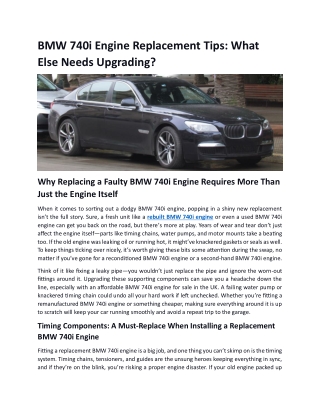 BMW 740i Engine Replacement Tips What Else Needs Upgrading