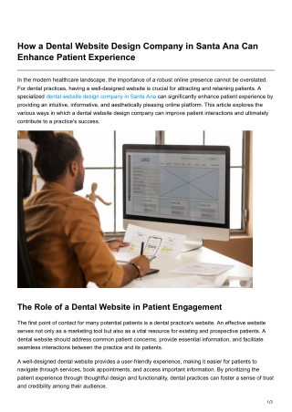 How a Dental Website Design Company in Santa Ana Can Enhance Patient Experience